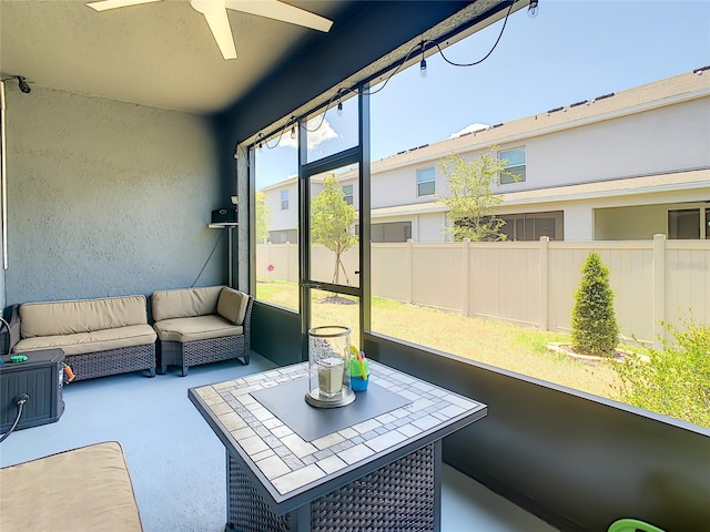 32977 Kaloko Rd, Wesley Chapel, FL 33543 - sunroom / solarium with ceiling fan and outdoor lounge area
