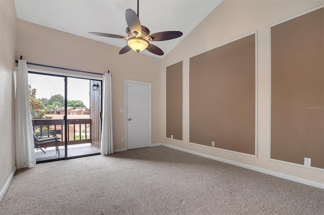 1038 E Michigan St Unit B, Orlando, FL 32806 - spare room with carpet floors, ceiling fan, lofted ceiling, and baseboards