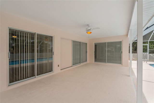 11411 Terrell, Spring Hill, FL 34606 - view of patio / terrace featuring ceiling fan, an outdoor pool, and a lanai