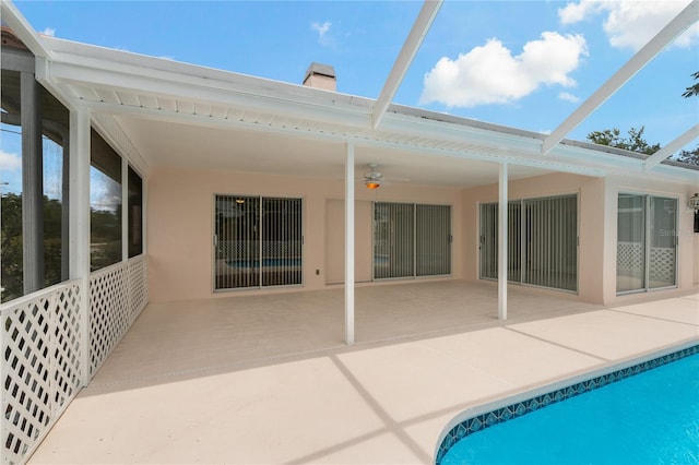 11411 Terrell, Spring Hill, FL 34606 - outdoor pool with a patio area, a ceiling fan, and a lanai
