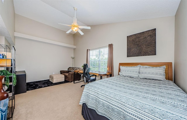 1710 Lago Vista Blvd, Palm Harbor, FL 34685 - bedroom featuring carpet, vaulted ceiling, and a ceiling fan