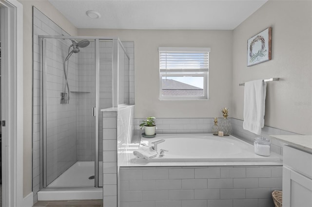 4077 Cadence Loop, Land O Lakes, FL 34638 - full bathroom with a garden tub, a stall shower, and vanity