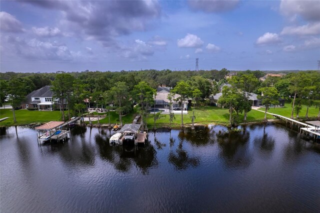 15012 Maurine Cove Ln, Odessa, FL 33556 - water view featuring a dock and boat lift