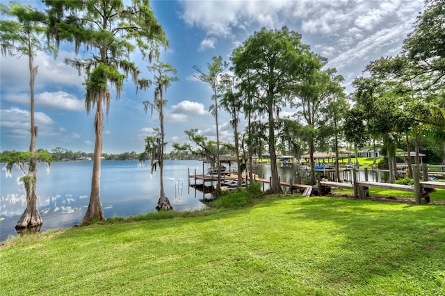 15012 Maurine Cove Ln, Odessa, FL 33556 - dock area with a lawn and a water view