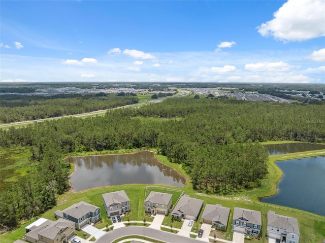 34797 Rainville Loop, Zephyrhills, FL 33541 - aerial view of residential area with a heavily wooded area and a large body of water