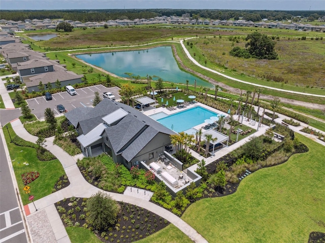 34797 Rainville Loop, Zephyrhills, FL 33541 - bird's eye view of a nearby body of water and a pool area