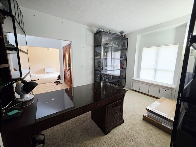 2975 E Withlacoochee Trl, Dunnellon, FL 34434 - carpeted home office featuring a textured ceiling and a chandelier