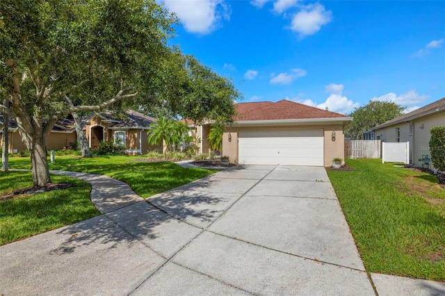 19104 Cellini Pl, Lutz, FL 33558 - ranch-style home with driveway, a garage, and stucco siding