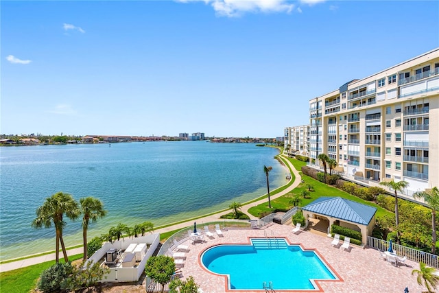 7932 Sailboat Key Blvd S Unit 406, South Pasadena, FL 33707 - community pool with a water view, a gazebo, and a patio area