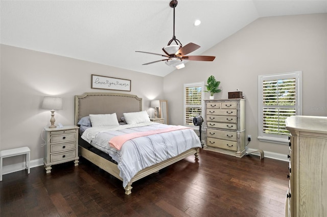 2306 S Valrico Rd, Valrico, FL 33596 - bedroom featuring wood-type flooring, a ceiling fan, and high vaulted ceiling