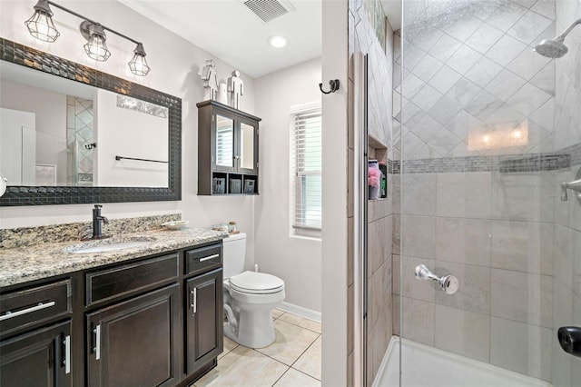 2306 S Valrico Rd, Valrico, FL 33596 - bathroom with vanity, a tile shower, and tile patterned flooring