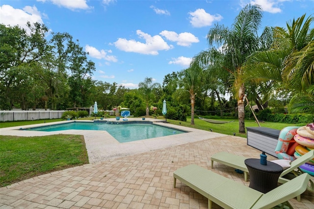 2306 S Valrico Rd, Valrico, FL 33596 - view of pool with a patio area, a yard, and view of scattered trees