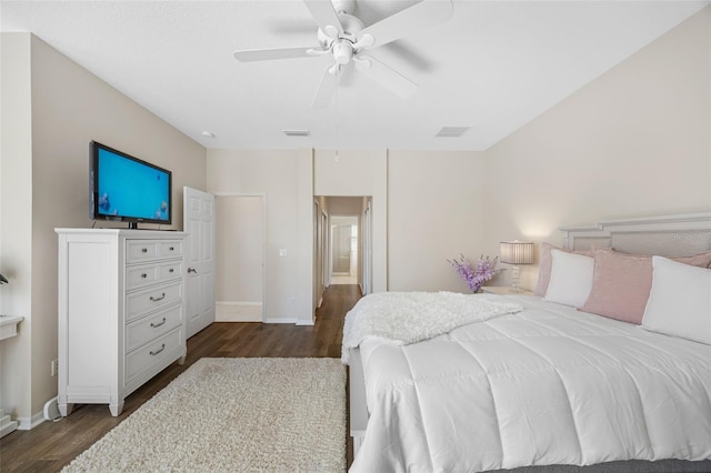 1178 Fraser Pine Blvd, Sarasota, FL 34240 - bedroom featuring dark wood-type flooring, baseboards, and a ceiling fan