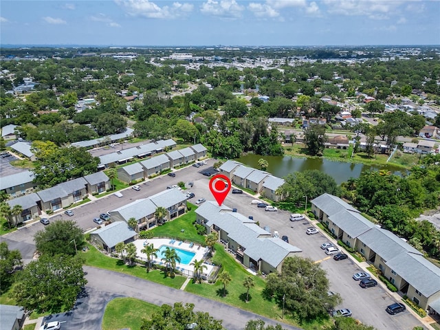 4215 E Bay Dr Unit 1801E, Clearwater, FL 33764 - aerial view of property's location featuring a large body of water and a pool area