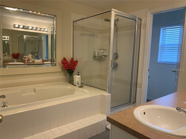 11513 Andy Dr, Riverview, FL 33569 - full bath featuring vanity, a stall shower, and a garden tub