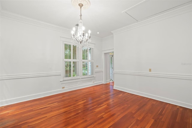 1400 Cherry St NE, Saint Petersburg, FL 33704 - unfurnished dining area featuring wood finished floors, ornamental molding, a chandelier, and baseboards