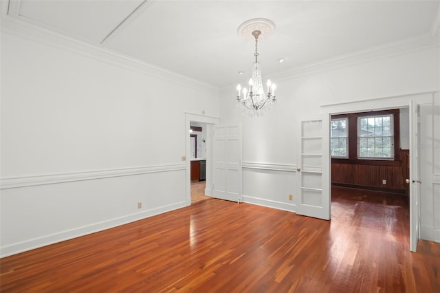 1400 Cherry St NE, Saint Petersburg, FL 33704 - unfurnished dining area with wood finished floors, a chandelier, and crown molding
