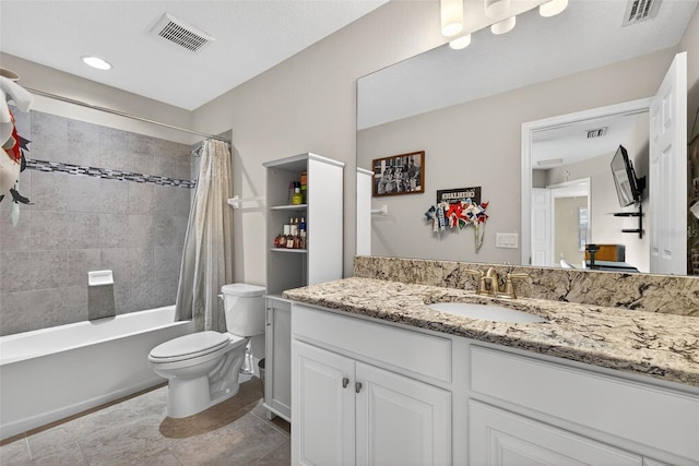 7570 Sweeter Tide Trl, Wesley Chapel, FL 33545 - full bathroom featuring vanity, shower / tub combo with curtain, and tile patterned flooring