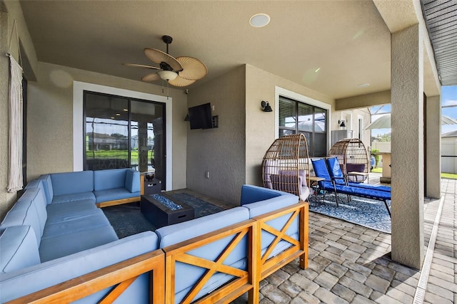7570 Sweeter Tide Trl, Wesley Chapel, FL 33545 - view of patio / terrace with an outdoor hangout area and ceiling fan