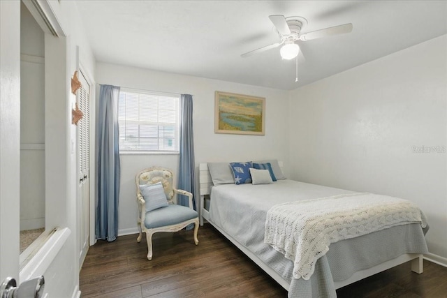 511 1st St, Cedar Key, FL 32625 - bedroom with wood finished floors and ceiling fan