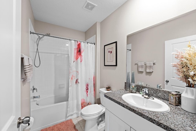 9334 Lemon Drop Loop, Sun City Center, FL 33573 - bathroom with vanity, shower / tub combo, toilet, and tile patterned floors