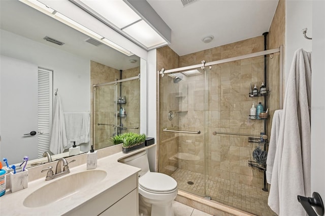 4735 Winslow Beacon Unit 14, Sarasota, FL 34235 - bathroom with vanity, a stall shower, and tile patterned floors