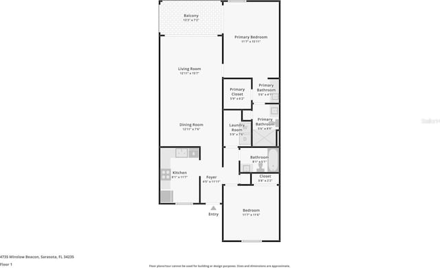 4735 Winslow Beacon Unit 14, Sarasota, FL 34235 - view of floor plan / room layout