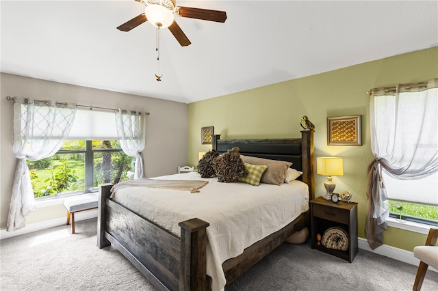 12004 Legacy Bright St, Riverview, FL 33578 - bedroom featuring light carpet, a ceiling fan, and vaulted ceiling