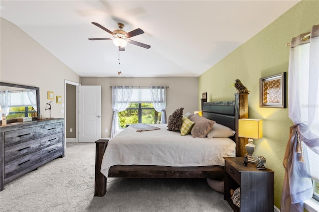 12004 Legacy Bright St, Riverview, FL 33578 - bedroom featuring lofted ceiling, light carpet, and a ceiling fan