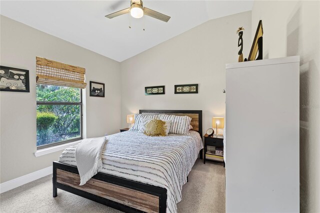 12004 Legacy Bright St, Riverview, FL 33578 - bedroom featuring vaulted ceiling, light carpet, and a ceiling fan