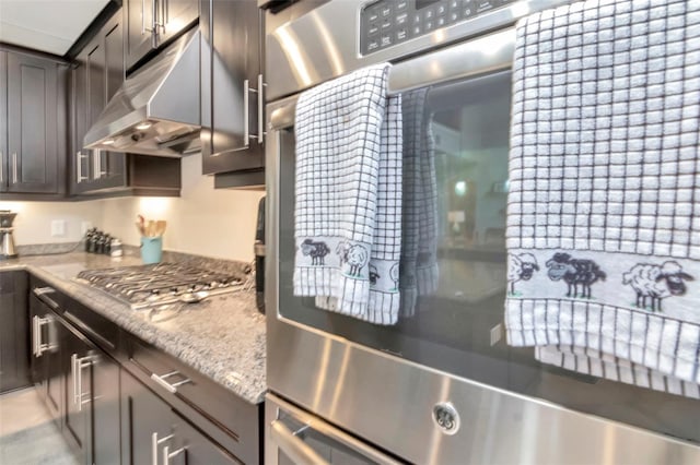 26972 Evergreen Chase Dr, Wesley Chapel, FL 33544 - kitchen featuring under cabinet range hood, appliances with stainless steel finishes, and light stone countertops