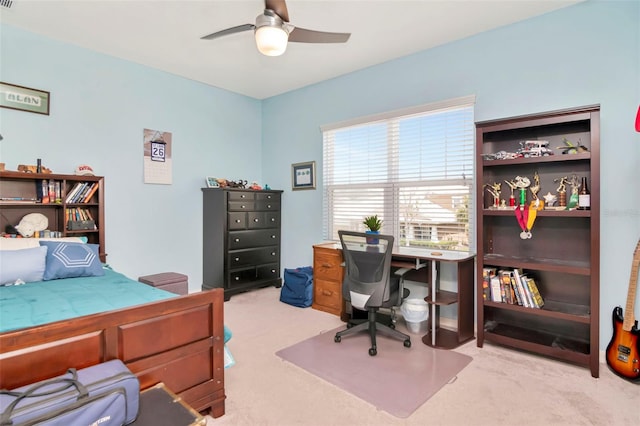 26972 Evergreen Chase Dr, Wesley Chapel, FL 33544 - bedroom with carpet, an office area, and ceiling fan