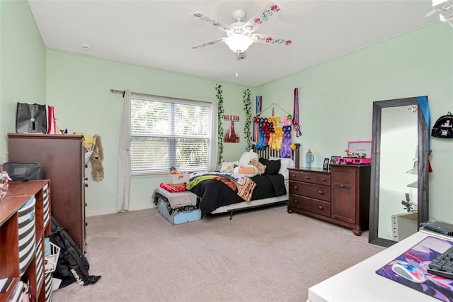 26972 Evergreen Chase Dr, Wesley Chapel, FL 33544 - bedroom with light carpet and a ceiling fan