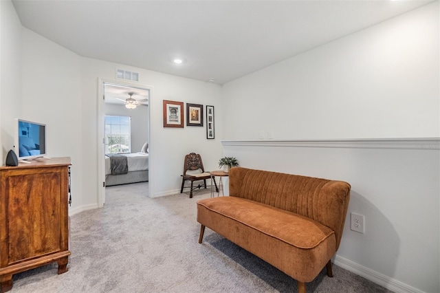36414 Well Hill Way, Zephyrhills, FL 33541 - sitting room with carpet, ceiling fan, and recessed lighting