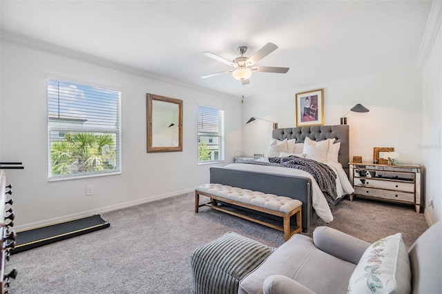 36414 Well Hill Way, Zephyrhills, FL 33541 - carpeted bedroom with ornamental molding and ceiling fan