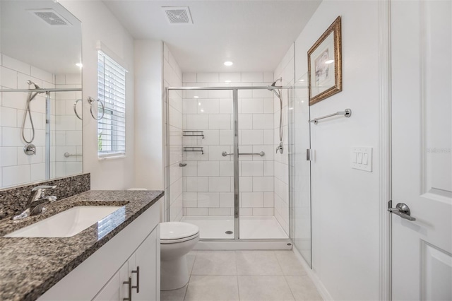 36414 Well Hill Way, Zephyrhills, FL 33541 - full bathroom with tile patterned flooring, vanity, and a shower stall