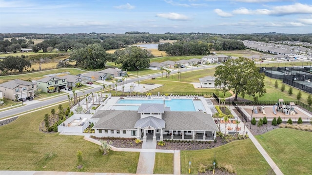 36414 Well Hill Way, Zephyrhills, FL 33541 - aerial perspective of suburban area featuring a pool