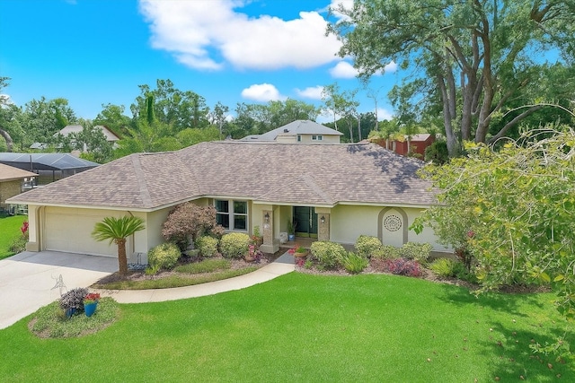 2806 Fairway View Dr, Valrico, FL 33596 - single story home with a shingled roof, stucco siding, a garage, a front lawn, and concrete driveway