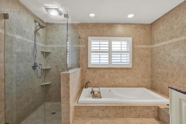 2806 Fairway View Dr, Valrico, FL 33596 - bathroom featuring a bath, a stall shower, and vanity