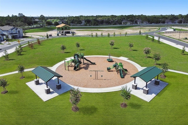 view of property's community featuring a yard and a gazebo