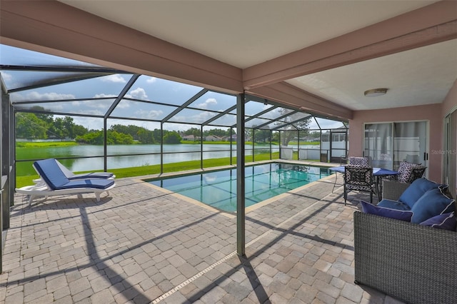 2021 Elk Spring Dr, Brandon, FL 33511 - swimming pool with a water view, a patio area, and a lanai