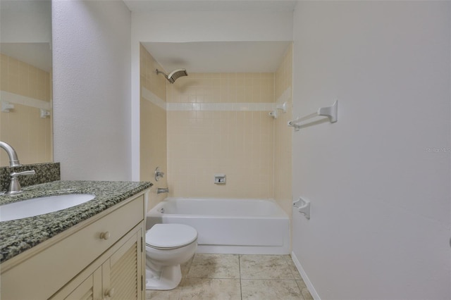 2021 Elk Spring Dr, Brandon, FL 33511 - bathroom with toilet, tub / shower combination, vanity, and tile patterned floors