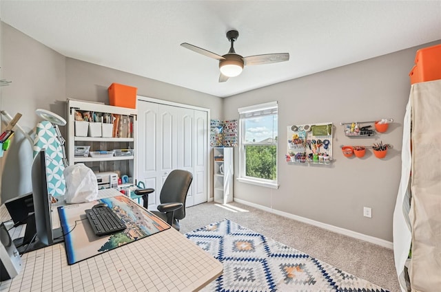 4151 Little Gap Loop, Ellenton, FL 34222 - office area with ceiling fan and carpet flooring