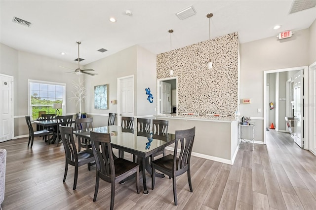4151 Little Gap Loop, Ellenton, FL 34222 - dining area with wood finished floors, a ceiling fan, and recessed lighting