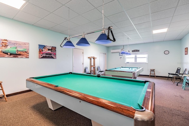 9 Forbes Pl Unit 310, Dunedin, FL 34698 - rec room featuring carpet flooring, pool table, a drop ceiling, and a wall unit AC