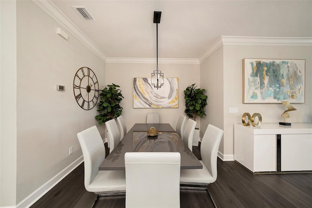 3318 Woodland Brook Way, Wesley Chapel, FL 33543 - dining room featuring dark wood finished floors and ornamental molding