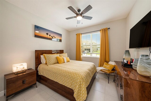 3318 Woodland Brook Way, Wesley Chapel, FL 33543 - bedroom featuring light tile patterned flooring and ceiling fan