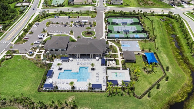 3318 Woodland Brook Way, Wesley Chapel, FL 33543 - aerial view of a pool area