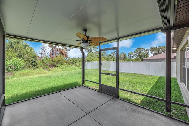 12907 Wildflower Meadow Dr, Riverview, FL 33579 - unfurnished sunroom with a ceiling fan