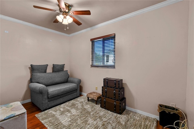2501 18th Ave S, Saint Petersburg, FL 33712 - sitting room featuring a ceiling fan, baseboards, and crown molding